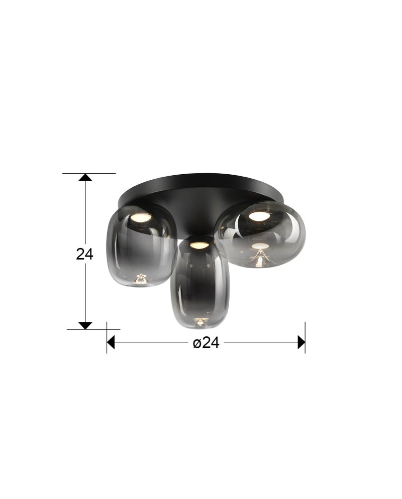 ONICE- PLAFON 3L NEGRO-SMOKE